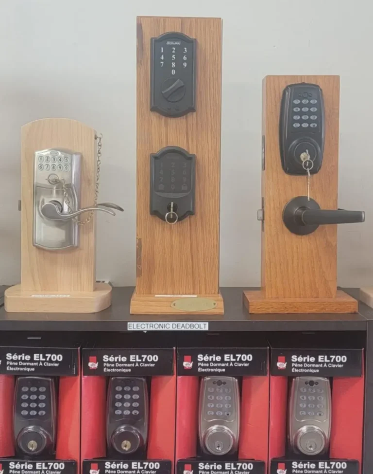 Keypad locks and safes display at Adams Treasure Coast Lock & Safe